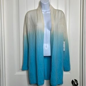 NWT! W By Worth Aquamarine and Off White Dip Dye Cardigan Size Medium